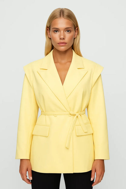 Tailleurjas Dames | Strakke Revers en Ceintuur | Minimalistisch en Verfijnd