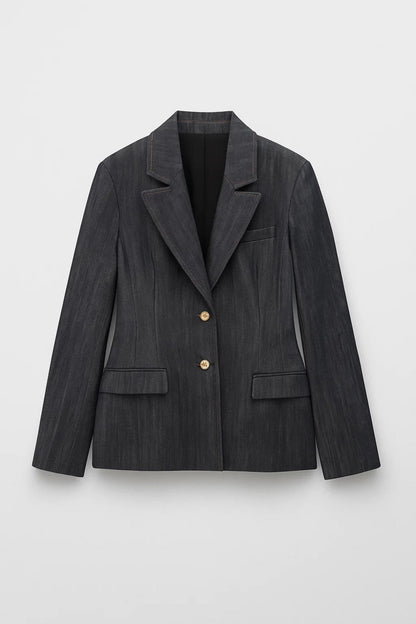 Tailored Damesblazer | Getailleerd Silhouet met Contrasterende Stiksels | Tijdloze Elegantie