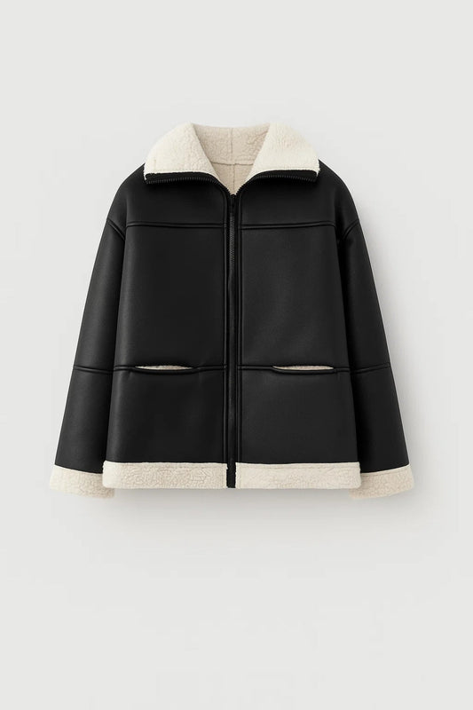 Teddy Bikerjack Dames | Rechte Snit met Rits | Warm en Trendy