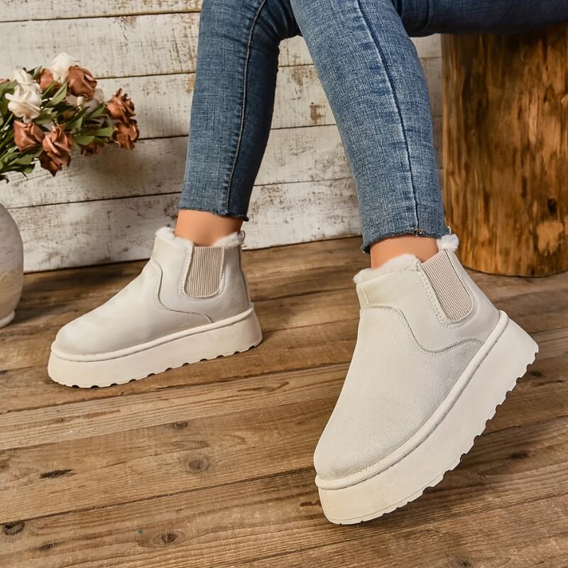 Tess - Chelsea boots dames warm gevoerd met dikke zool en elastiek