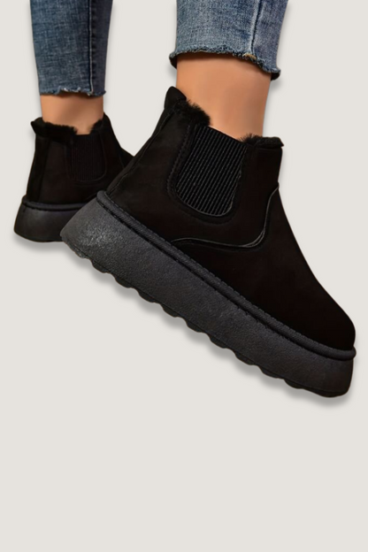 Tess - Chelsea boots dames warm gevoerd met dikke zool en elastiek