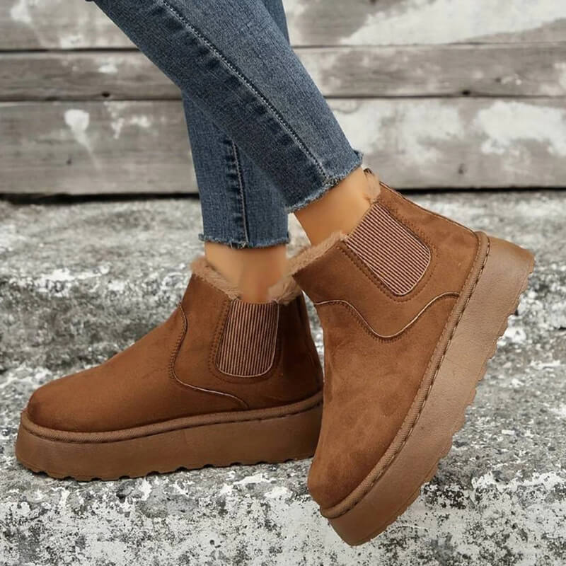 Tess - Chelsea boots dames warm gevoerd met dikke zool en elastiek