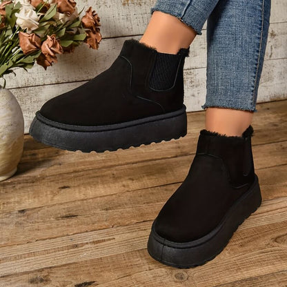 Tess - Chelsea boots dames warm gevoerd met dikke zool en elastiek