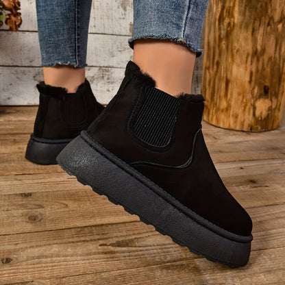 Tess - Chelsea boots dames warm gevoerd met dikke zool en elastiek
