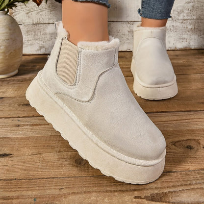Tess - Chelsea boots dames warm gevoerd met dikke zool en elastiek