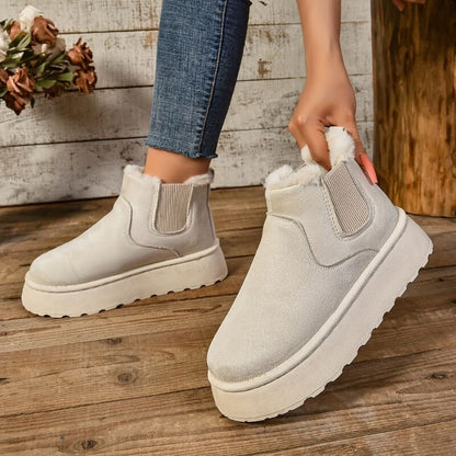 Tess - Chelsea boots dames warm gevoerd met dikke zool en elastiek