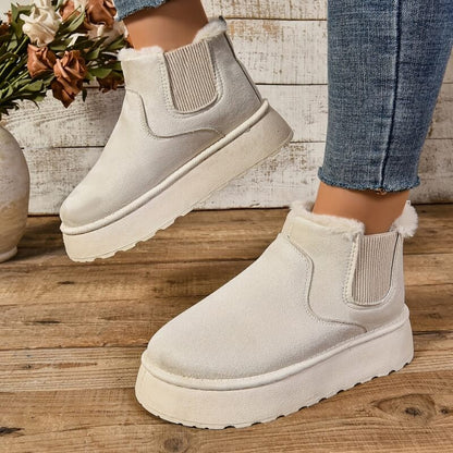 Tess - Chelsea boots dames warm gevoerd met dikke zool en elastiek