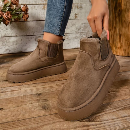 Tess - Chelsea boots dames warm gevoerd met dikke zool en elastiek