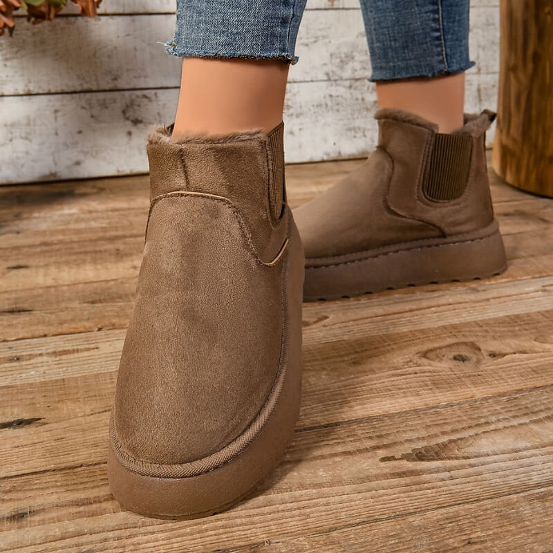 Tess - Chelsea boots dames warm gevoerd met dikke zool en elastiek