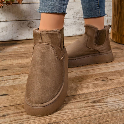 Tess - Chelsea boots dames warm gevoerd met dikke zool en elastiek