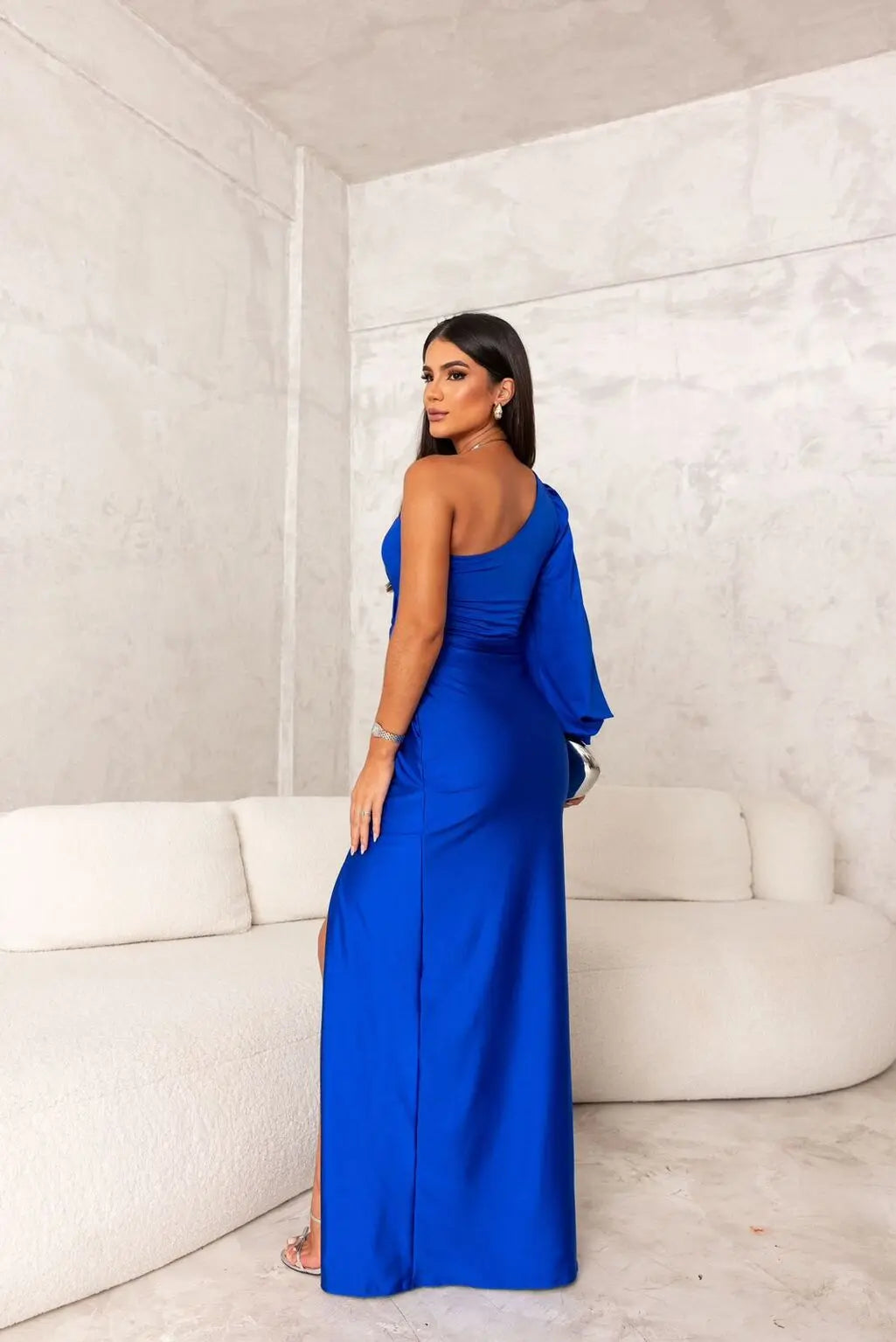 Tess - Chique Bruiloft Gastenjurk Dames One Shoulder met Hoge Split en Maxi Lengte