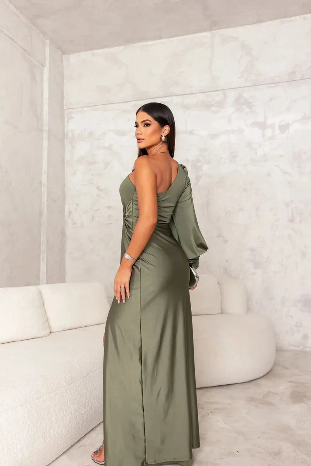 Tess - Chique Bruiloft Gastenjurk Dames One Shoulder met Hoge Split en Maxi Lengte