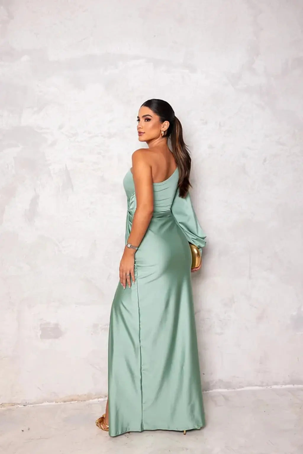 Tess - Chique Bruiloft Gastenjurk Dames One Shoulder met Hoge Split en Maxi Lengte