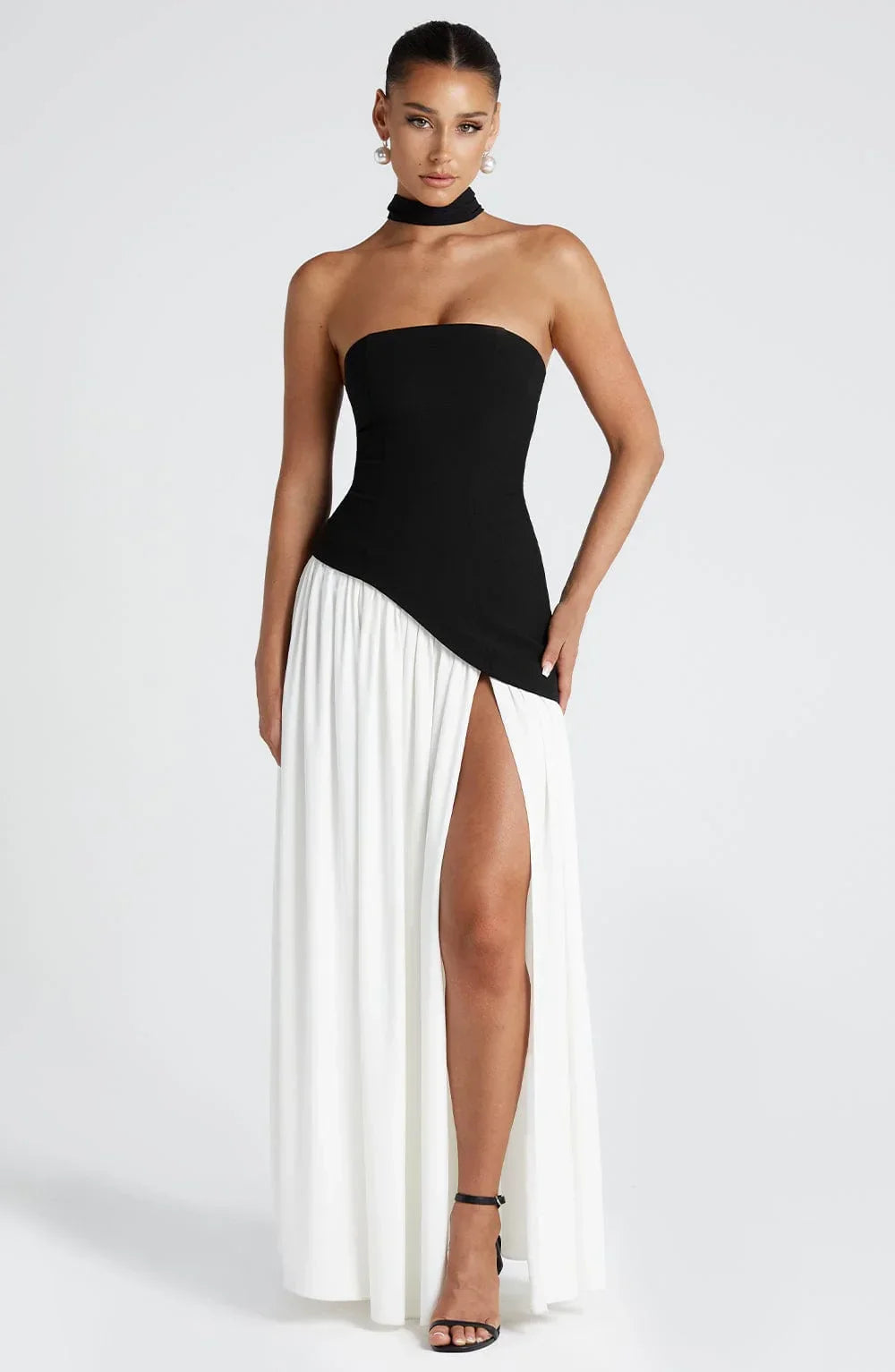 Tess - Chique Bruiloft Gastenjurk Dames met Strapless Corsage en Hoge Split