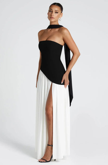 Tess - Chique Bruiloft Gastenjurk Dames met Strapless Corsage en Hoge Split