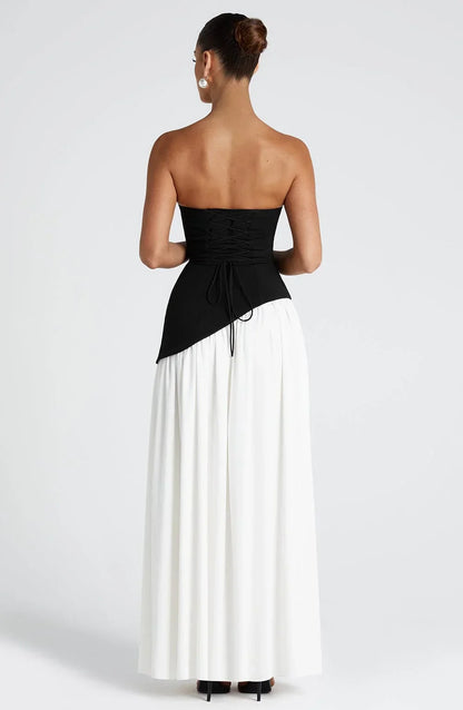 Tess - Chique Bruiloft Gastenjurk Dames met Strapless Corsage en Hoge Split