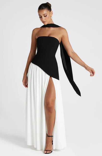 Tess - Chique Bruiloft Gastenjurk Dames met Strapless Corsage en Hoge Split