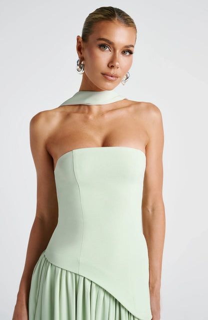 Tess - Chique Bruiloft Gastenjurk Dames met Strapless Corsage en Hoge Split