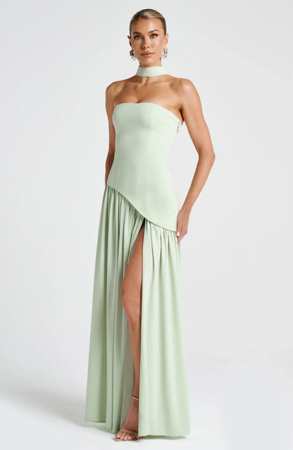 Tess - Chique Bruiloft Gastenjurk Dames met Strapless Corsage en Hoge Split