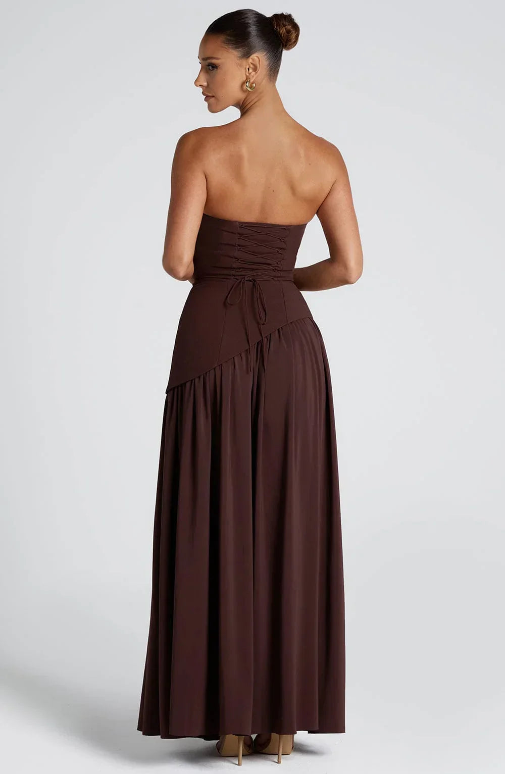 Tess - Chique Bruiloft Gastenjurk Dames met Strapless Corsage en Hoge Split