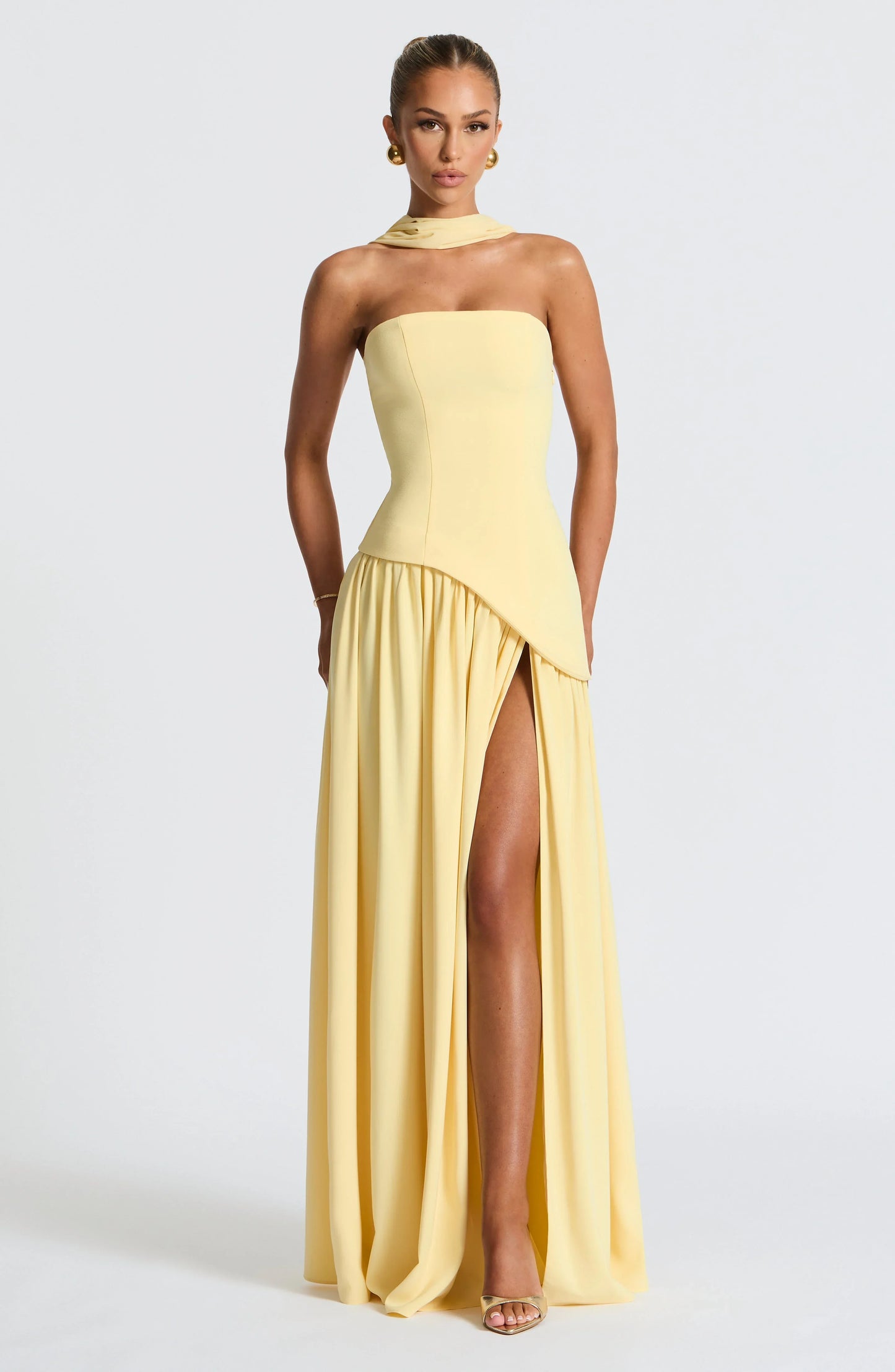 Tess - Chique Bruiloft Gastenjurk Dames met Strapless Corsage en Hoge Split