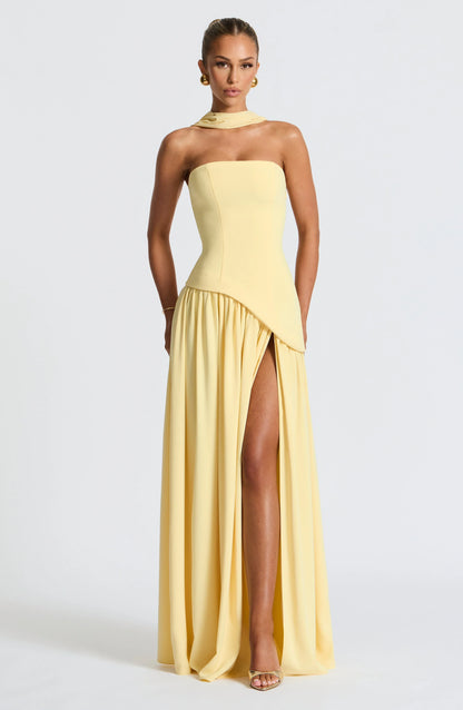 Tess - Chique Bruiloft Gastenjurk Dames met Strapless Corsage en Hoge Split