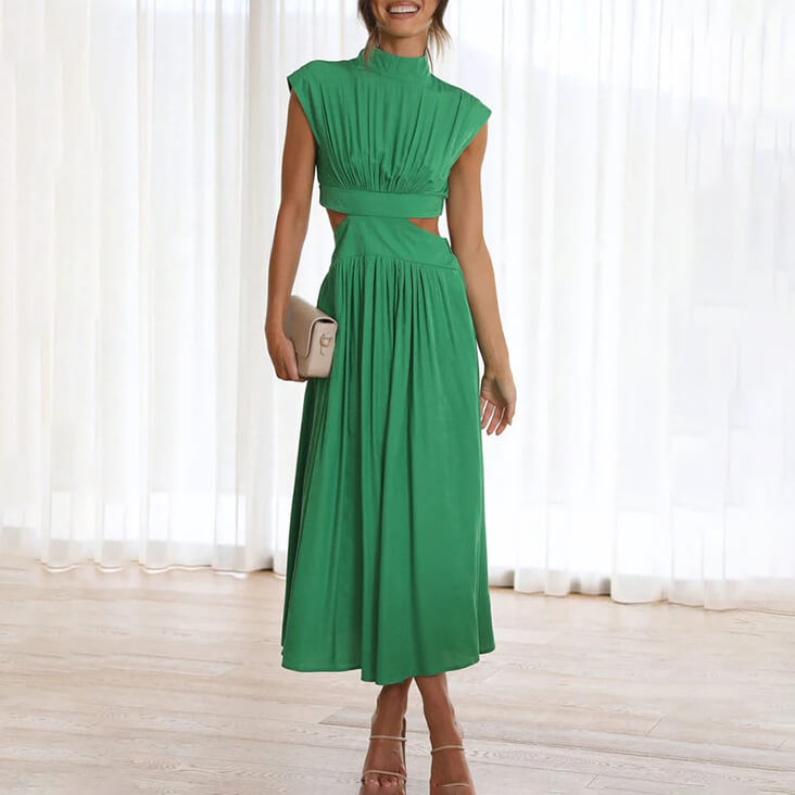 Tess - Feestelijke Bruiloft Gastenjurk Dames met Cut-outs en Geplooide Rok