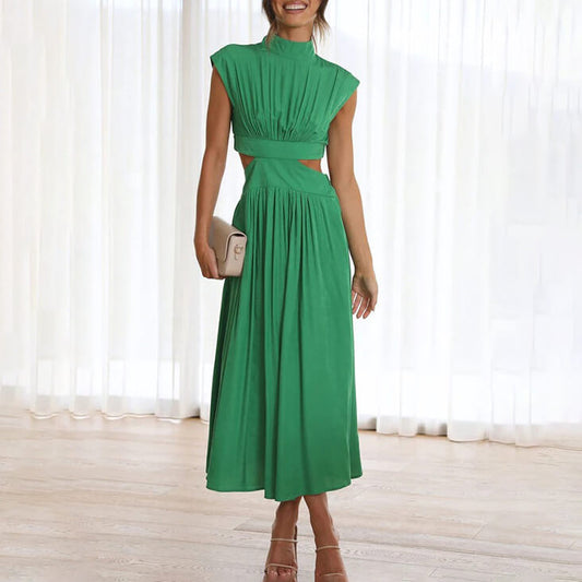 Tess - Feestelijke Bruiloft Gastenjurk Dames met Cut-outs en Geplooide Rok
