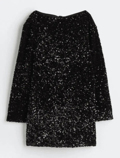 Tess - Kerstjurk dames mini oversized met glitter en ronde hals
