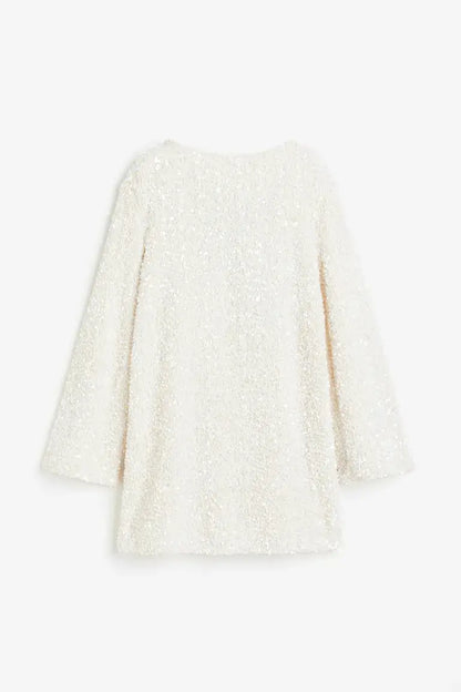 Tess - Kerstjurk dames mini oversized met glitter en ronde hals