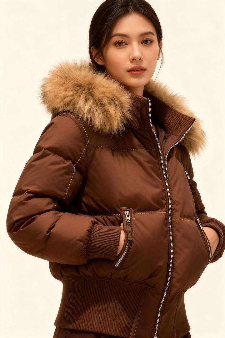 Tess - Puffer winterjas dames kort en warm gevoerd met capuchon
