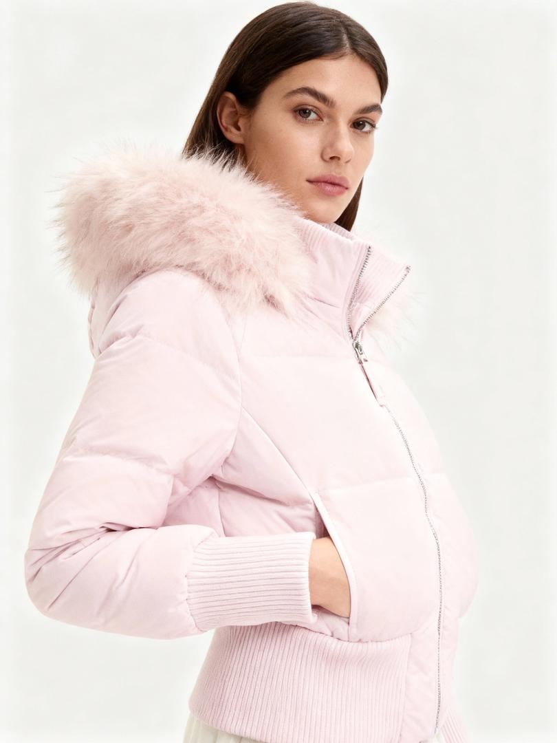 Tess - Puffer winterjas dames kort en warm gevoerd met capuchon