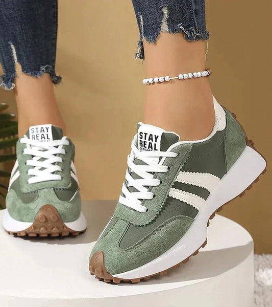 Tess - Vintage Comfort Sneakers Dames met Streepdetail en Dikke Zool