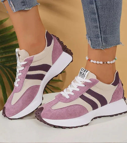 Tess - Vintage Comfort Sneakers Dames met Streepdetail en Dikke Zool