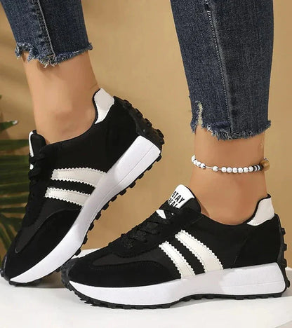 Tess - Vintage Comfort Sneakers Dames met Streepdetail en Dikke Zool