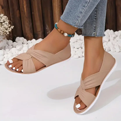 Tess - Zachte Orthopedische Sandalen Dames met Geknoopte Kruisband en Platte Zool