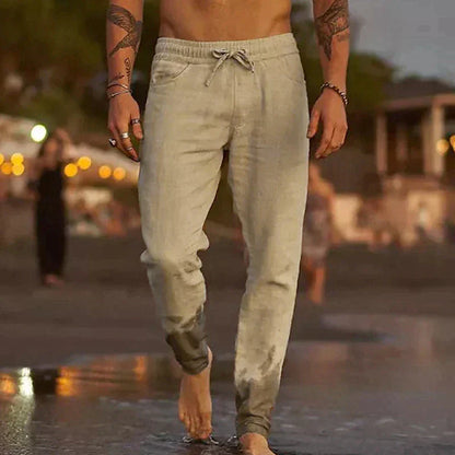 Thijs - Casual Linnen Broek Heren met Elastische Taille en Smalle Pijp