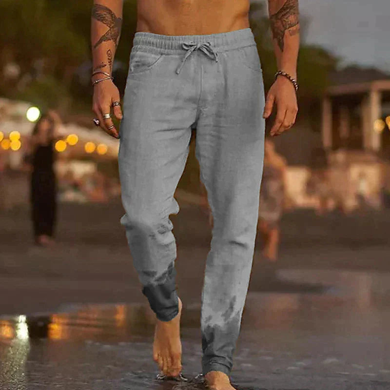 Thijs - Casual Linnen Broek Heren met Elastische Taille en Smalle Pijp