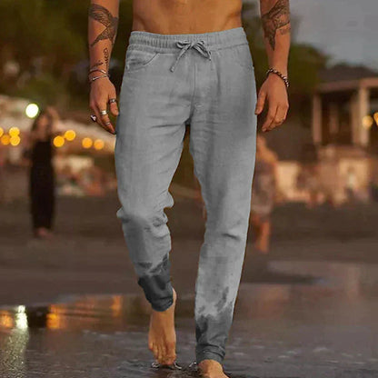 Thijs - Casual Linnen Broek Heren met Elastische Taille en Smalle Pijp