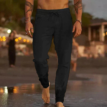 Thijs - Casual Linnen Broek Heren met Elastische Taille en Smalle Pijp