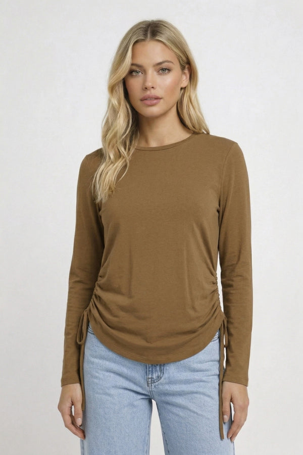 Top Dames - Longsleeve met Verstelbare Zijkoord | Casual