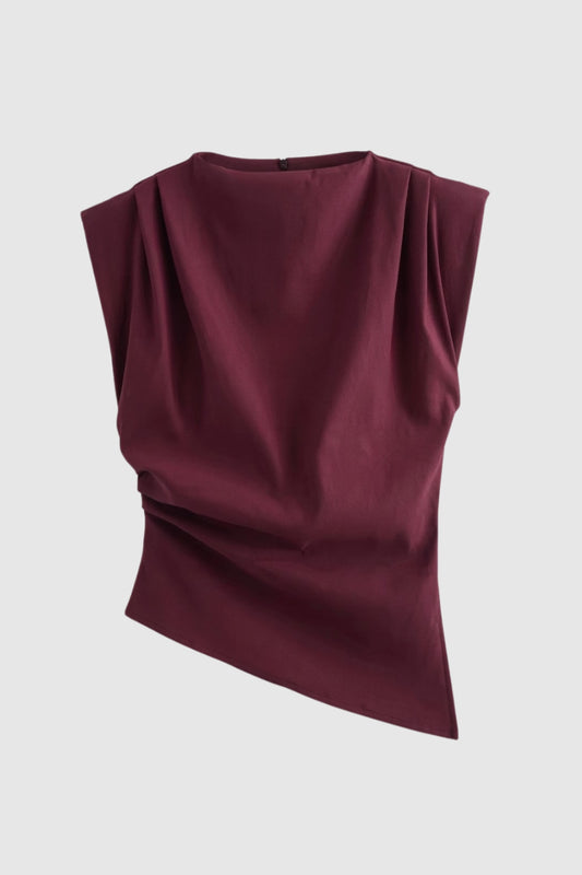 Top Dames - Mouwloos Getailleerd met Draperie | Elegant