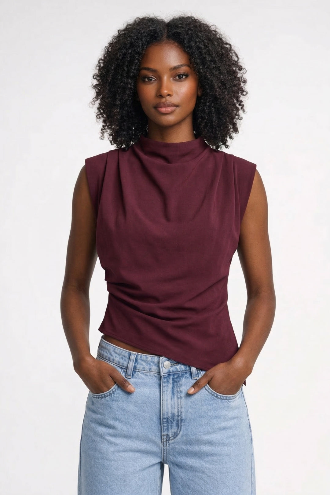 Top Dames - Mouwloos Getailleerd met Draperie | Elegant