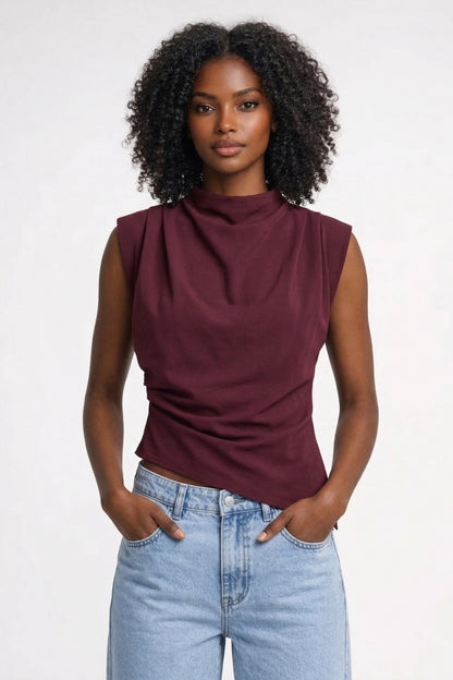 Top Dames - Mouwloos Getailleerd met Draperie | Elegant