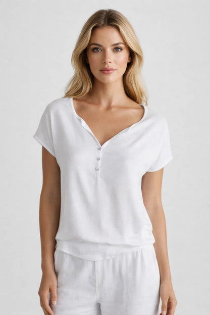 Blouse Dames - Korte Mouwen met V-hals | Elegant