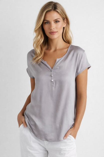 Blouse Dames - Korte Mouwen met V-hals | Elegant