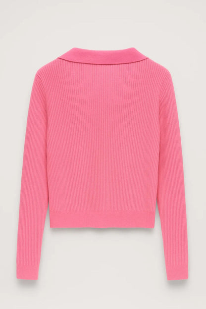 Trui met Kraag | Geribd Design en V-Hals | Tijdloze Casual Stijl