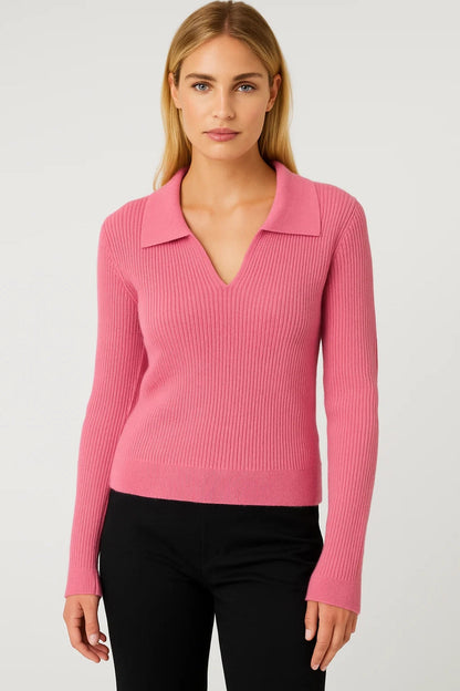 Trui met Kraag | Geribd Design en V-Hals | Tijdloze Casual Stijl
