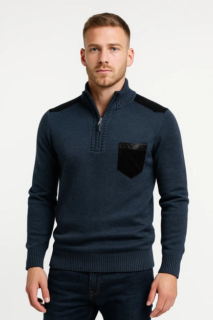 Trui Heren | Met Ritskraag | Contrastdetails | Herfst | Comfortabele pasvorm