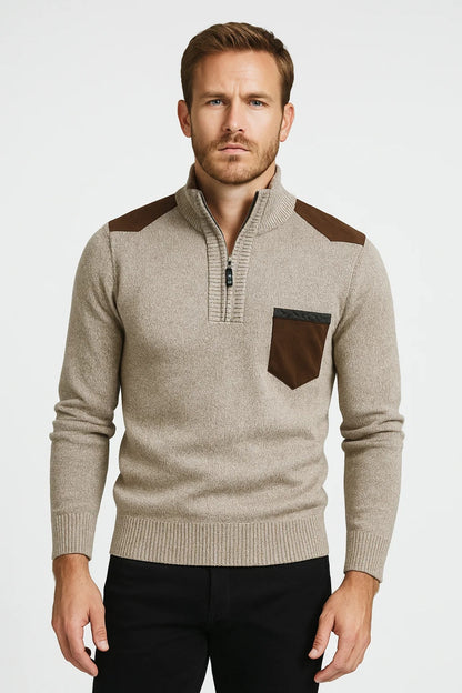 Trui Heren | Met Ritskraag | Contrastdetails | Herfst | Comfortabele pasvorm